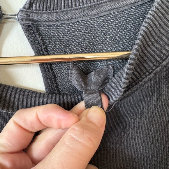 Aerie Big Chill Lace Bow Oversized Sweatshirt Coquette Washed Black and White L - Picture 10 of 10